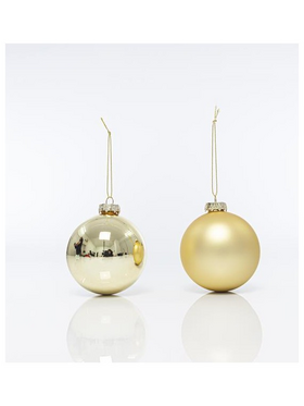 Γυαλινη Μπαλα, Χρυση, ματ και Γυαλιστερη, σετ 4 Τμχ, 8cm