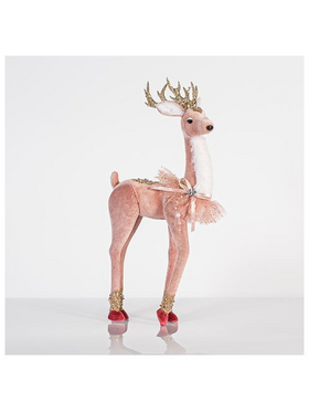 Βελουδινο Ελαφι, Ροζ, με Χρυσο Glitter, 19x45cm