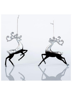 Ταρανδος Ακρυλικος, Ασημι-Μαυρος, 2 Σχεδια, 14,5x14cm