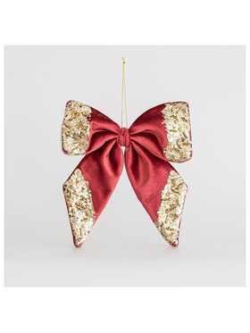 Βελουδινος Φιογκος, Μπορντω, με Glitter, 20x20cm