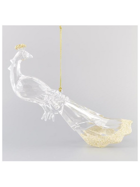 Παγωνι Ακρυλικο, με Χρυσο Glitter Στην Κορωνα, 17,8cm