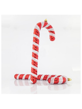 Γλυφιτζουρια Πλαστικα, Κοκκινα με Λευκο Glitter, σετ 2τμχ, 26cm