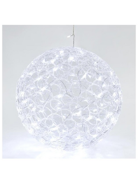 Ακρυλικη Μπαλα, 100 Λευκα Led, με Μετασχηματιστη, 40cm, Ip44