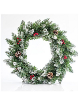 Στεφανι Χιονισμενο με Berry και Κουκουναρες, 50cm