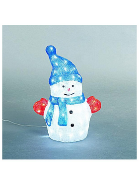 Ακρυλικος Χιονανθρωπος, 31v, 80 Λευκα Led,  με Μετασχηματιστη, 500cm Προεκταση Παροχης, 31x24x50cm, Ip44