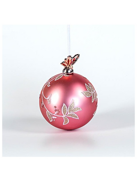 Γυαλινη Μπαλα, Σαπιο Μηλο με Πορσελανινη Πεταλουδα, 1τμχ, 10cm