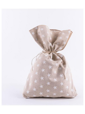 Σακος Υφασματινος με Λευκα Αστερια, 34x47cm