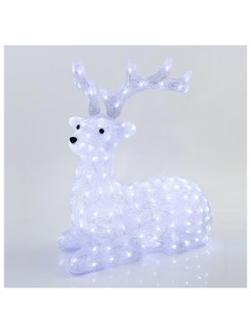 Ακρυλικος Ταρανδος Καθιστος, 200 Λευκα Led,  με Μετασχηματιστη, 74x36x73cm, Ip44