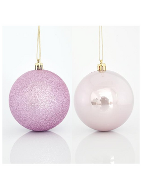 Μπαλα Πλαστικη,  Ροζ, σετ 6τμχ, (2 Περλε, 4 Glitter), 8cm