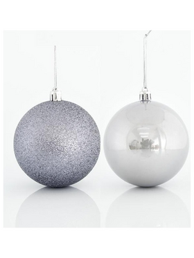 Μπαλα Πλαστικη, Γκρι, σετ 6τμχ, (2 Περλε, 4 Glitter), 8cm