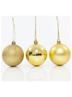 Πλαστικη Μπαλα, Χρυση, σετ 6τμχ, 6cm