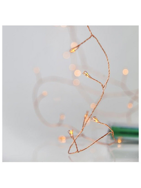Cluster, 50 Μινι Led, Μπαταριας, Προεκταση 30cm, Μπρονζε Χαλκινο Καλωδιο, Daylight Led, ανα 5cm, Ιρ20