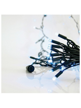 Σειρα, 100 led 5mm, 230v, 3 Επεκτασεις εωσ 9 Σετ, Πρασινο Καουτσουκ Καλωδιο, 90 Μπλε led + 10 Λευκα Flash Led, ανα 10cm, Χωρις Παροχη, Ιρ65