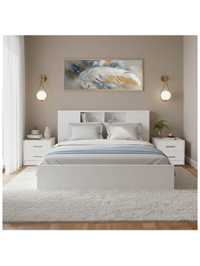 Σετ Κρεβατοκάμαρας Olympus White με Κρεβάτι 140x200εκ σετ 3τεμ