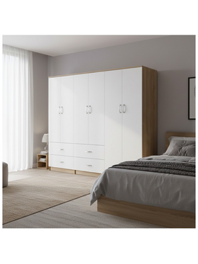 Ντουλάπα Εξάφυλλη Lego Pakoworld Sonoma-Λευκή 240x42x180εκ