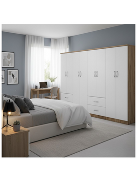 Ντουλάπα Οχτάφυλλη Lego Pakoworld Sonoma-Λευκή 241x42x181εκ