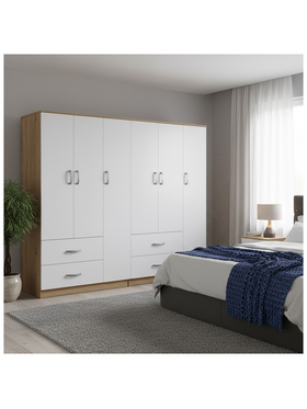 Ντουλάπα Εξάφυλλη Lego Pakoworld Sonoma-Λευκό 180x42x180εκ