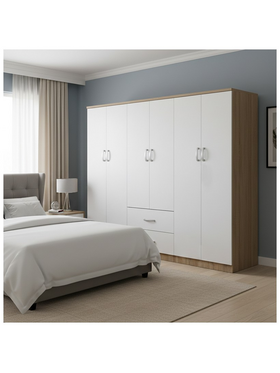 Ντουλάπα Εξάφυλλη Lego ι Pakoworld Sonoma-Λευκό 200.5x42x180εκ