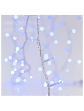 Σειρα, 100 led 3mm, 31v, Επεκταση εωσ 3, με Μετασχηματιστη, Προεκταση Παροχης 300cm, Διαφανο Καλωδιο, Μπλε Led, ανα 5cm, Ιp44