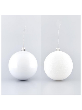 Μπαλα Πλαστικη, Λευκη, σετ 6τμχ, (2 Περλε, 4 Glitter), 8cm