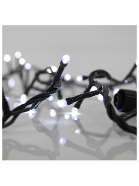 Σειρα, 100 led 3mm, 31v, Επεκταση εωσ 3, με Μετασχηματιστη, Προεκταση Παροχης 300cm, Πρασινο Καλωδιο, Λευκο Led, ana 10cm, Ιρ44