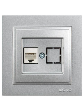 Πριζα Data cat 6 rj 45 Monh Ασημι