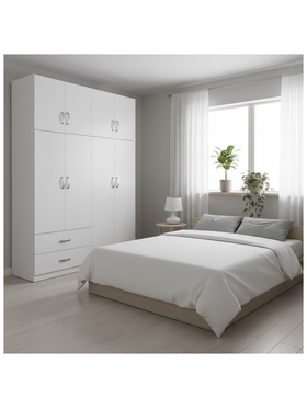 Ντουλάπα Τετράφυλλη με Πατάρι Lego Pakoworld Λευκή 160x42x240εκ