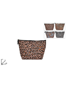 Toiletry bag with leopard design in 4 colors