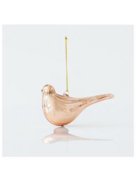 Γυαλινο Στολιδι, Πουλακι, Σαμπανι, σετ 6τμχ, 11,2x4x6cm