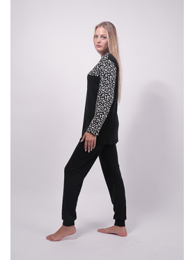 Πιτζαμα Γυναικεια Cherry Underwear Leopard Black Μαύρο