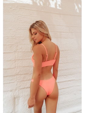 Twist High Cut Bikini Swimwear - Orange Πορτοκαλί