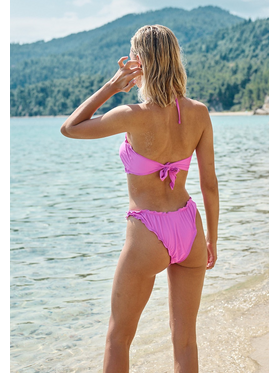 Ruffled Strapless Bikini Swimwear Purple Purple