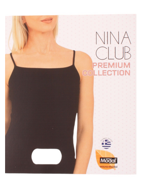 Φανελακι Γυναικειο Nina Club Με Τιραντα MicroModal Μαύρο