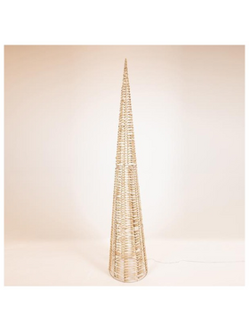 Κωνος Φωτιζομενος Χρυσος 180cm, 1800 Led, 31v Μετασχηματιστη, Timer, Ασημι Χαλκινο Καλωδιο, Θερμο Λευκο Led, Προεκταση Παροχης 5m, Ip44