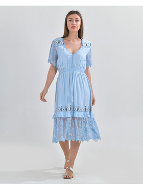 Ble Γαλαζιο Φορεμα με Κεντημα(m/l)