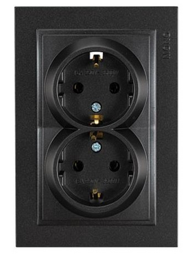 Πριζα Σουκο Διπλη Χωνευτη 16a Μαυρο