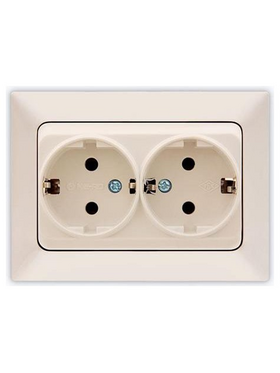 Πριζα Σουκο Διπλη Χωνευτη 16a Μπεζ