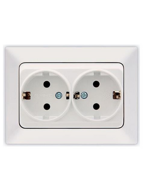 Πριζα Σουκο Διπλη Χωνευτη 16a Λευκη
