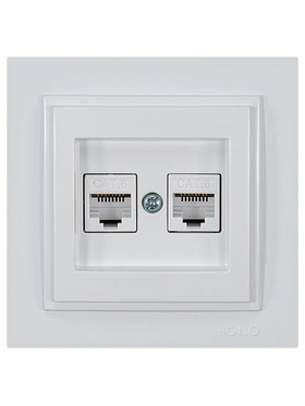 Πριζα Data cat 6 rj 45 Διπλη Λευκη