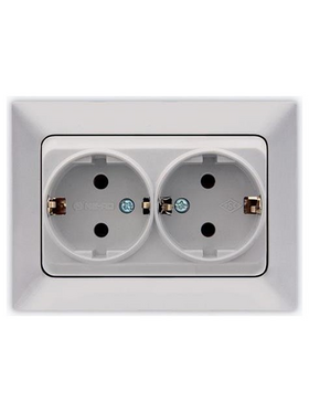 Πριζα Σουκο Διπλη Χωνευτη 16a Νικελ mat