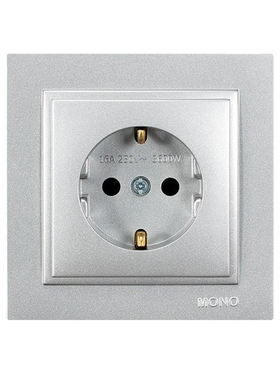 Πριζα Σουκο 16a Κουμπωτος με Παιδικη Προστασια Ασημι