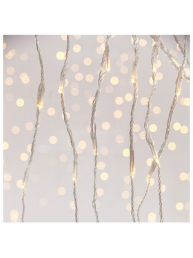 Κουρτινα, 360 led 3mm, 31v Μετασχηματιστη, Προγραμμα Snowfall & Μνημη, Διαφανo pvc Καλωδιο, Θερμο Λευκο led (H200 x W200cm, 20 Σειρες x 18 Led), Προεκταση Παροχης 3m, Ip44