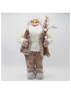Αγιος Βασιλης, με Μπεζ Γουνα και Παγοπεδιλα, 60cm