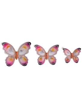 S/3 Διακοσμητικο Τοιχου Πεταλουδες Resin ροζ 19x15