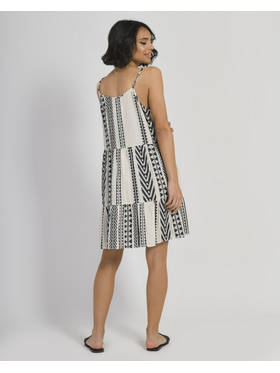 Ble Short Strapless Dress Black and White With Patterns m/l (100% Cotton) 5-41-444-0040
