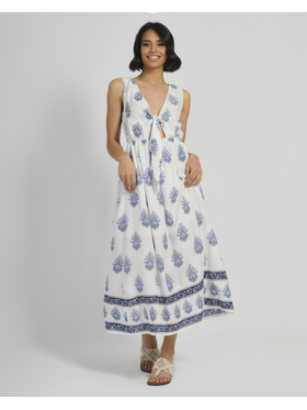 Ble Άσπρο Φόρεμα με Μπλε Σχέδια