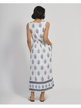 Ble Άσπρο Φόρεμα με Μπλε Σχέδια