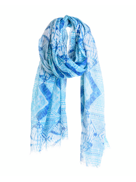 Ble Φουλαρι/παρεο Μπλε/λευκο με Σχεδια 180x100 (100% Cotton)