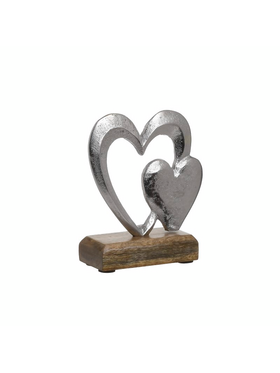 Διακοσμητικο Επιτραπεζιο Καρδιες Μεταλλικο/ξυλινο Natural/ασημι 12χ5χ14