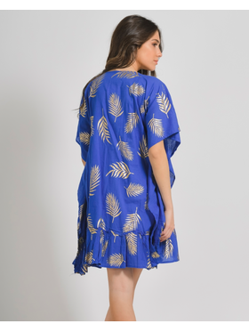 Ble Φορεμα/καφτανι σε Μπλε Χρωμα με Χρυσα Σχεδια ονε Size (100% Cotton)